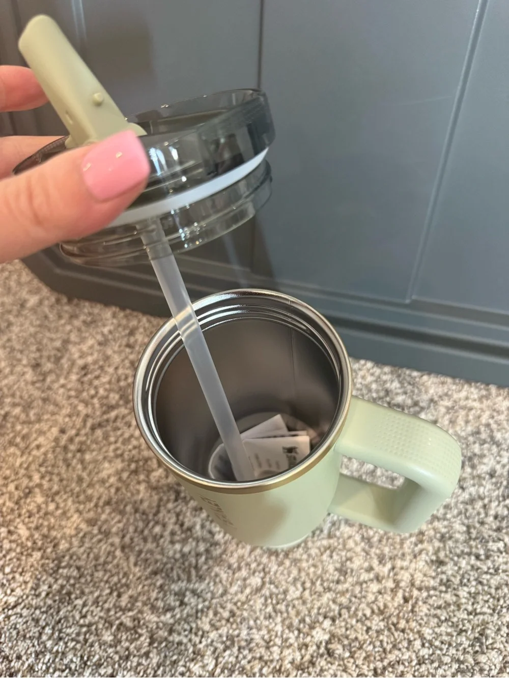 Stanley Sage Green Travel Tumbler with Gold Accent 30oz. - Picture 4 of 7